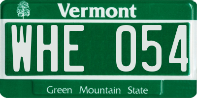 VT license plate WHE054