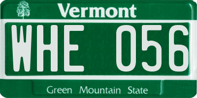VT license plate WHE056