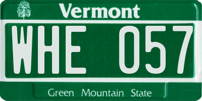 VT license plate WHE057