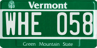 VT license plate WHE058