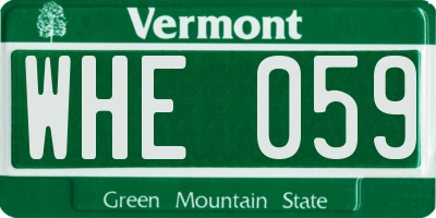 VT license plate WHE059