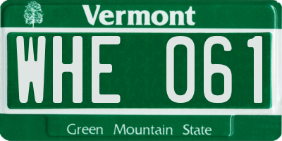 VT license plate WHE061