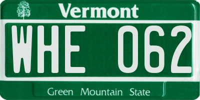 VT license plate WHE062