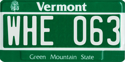 VT license plate WHE063