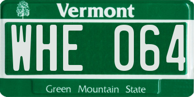 VT license plate WHE064