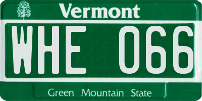 VT license plate WHE066