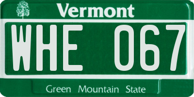 VT license plate WHE067