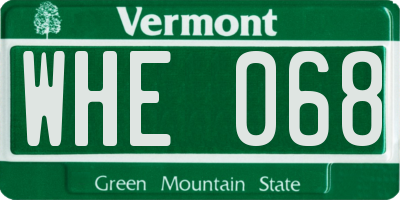 VT license plate WHE068