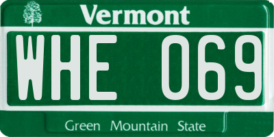 VT license plate WHE069