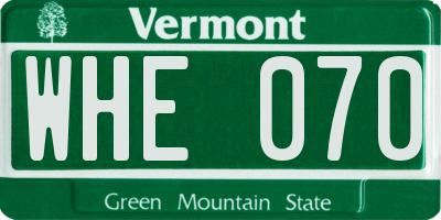 VT license plate WHE070