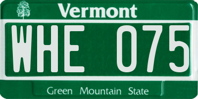 VT license plate WHE075
