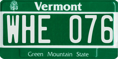 VT license plate WHE076