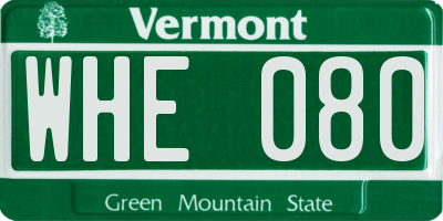 VT license plate WHE080
