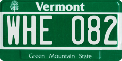 VT license plate WHE082