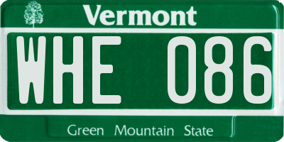 VT license plate WHE086