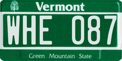 VT license plate WHE087