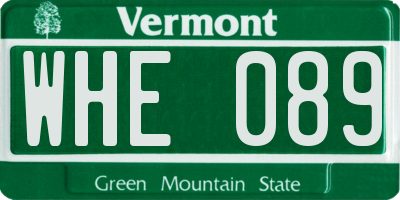 VT license plate WHE089