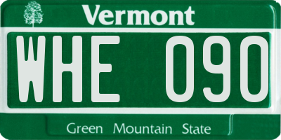 VT license plate WHE090