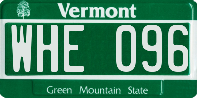 VT license plate WHE096
