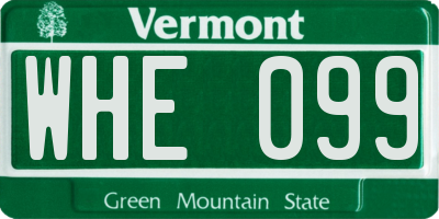VT license plate WHE099