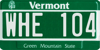 VT license plate WHE104