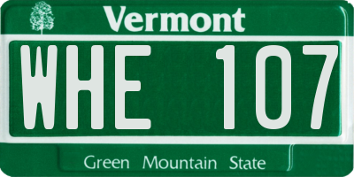 VT license plate WHE107