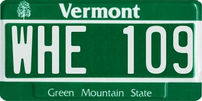 VT license plate WHE109