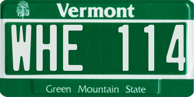 VT license plate WHE114