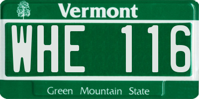 VT license plate WHE116