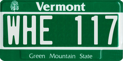 VT license plate WHE117