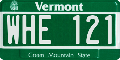 VT license plate WHE121