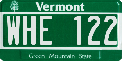 VT license plate WHE122