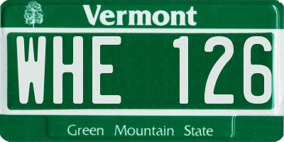 VT license plate WHE126