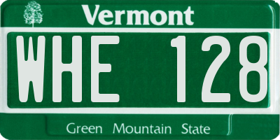 VT license plate WHE128