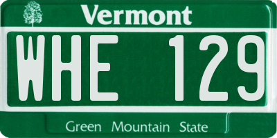 VT license plate WHE129