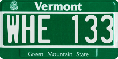 VT license plate WHE133