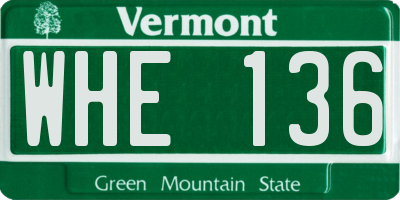 VT license plate WHE136
