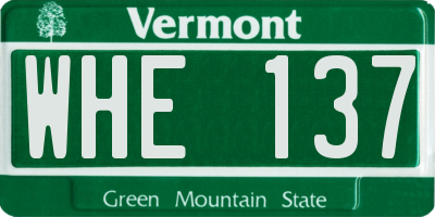 VT license plate WHE137