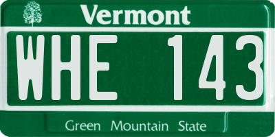 VT license plate WHE143