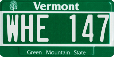 VT license plate WHE147