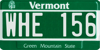 VT license plate WHE156