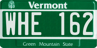 VT license plate WHE162