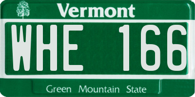 VT license plate WHE166