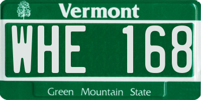 VT license plate WHE168
