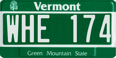 VT license plate WHE174