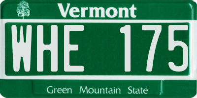 VT license plate WHE175