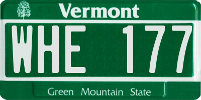 VT license plate WHE177