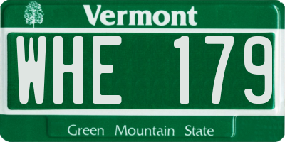 VT license plate WHE179