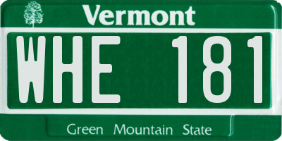 VT license plate WHE181