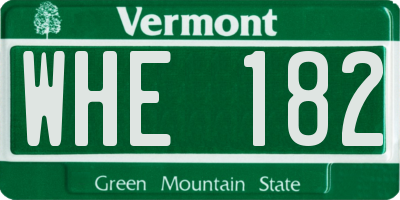 VT license plate WHE182